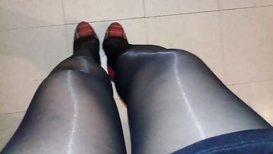 Shiny pantyhose ASMR and high heels - 12 image