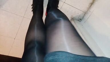 Shiny pantyhose ASMR and high heels - 15 image