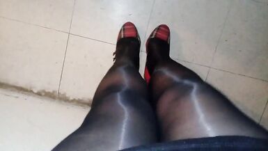 Shiny pantyhose ASMR and high heels - 8 image