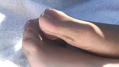Sexy French Pedi Tan Nylons Car Footjob Tease - 4 image