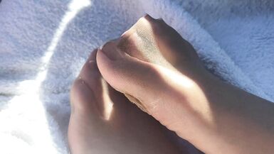 Sexy French Pedi Tan Nylons Car Footjob Tease - 6 image
