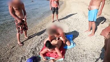 Insatiable brunette is having anal sex with many guys on one of the beaches of Mykonos - 2 image