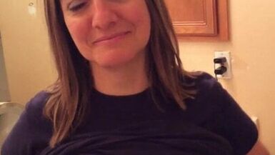 Shy Wife Showing her Perfect Tits in Bathroom - 1 image