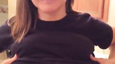 Shy Wife Showing her Perfect Tits in Bathroom - 2 image