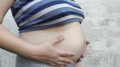 Wife outdoor with a huge cheating pregnant belly -Milky Mari - 13 image