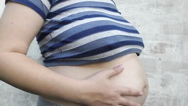 Wife outdoor with a huge cheating pregnant belly -Milky Mari - 8 image