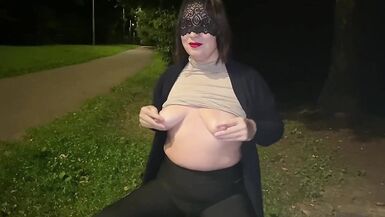 I went out for a Walk, Swallowed the Sperm. POV Deepthroat. Outdoor Sex & Blowjob. Flashing Tits. - 2 image