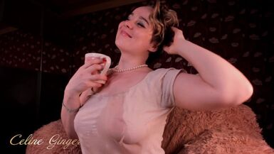 Blonde in a Wet T-shirt Playing with her Breasts - 1 image