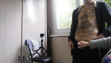 she jerks off my cock on a smoke break - 5 image