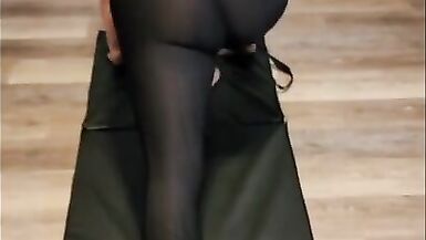 Sexy Brunette Mian Elea let's her Yoga Instructor Dry Fuck her Ass until he Cums on her Yoga Pants! - 2 image
