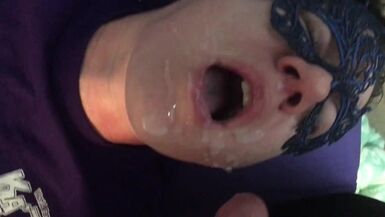 Cumshots on my Face and Tits! - 1 image