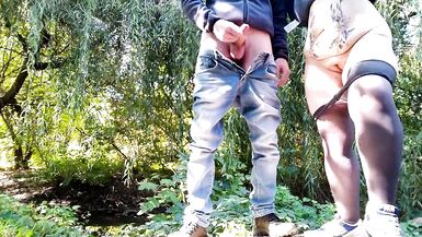 I helped a stranger to cum outdoor