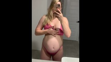 28 Week Pregnant MILF Belly Rub to Cum - 1 image