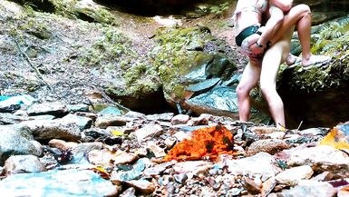 WATERFALL OUTDOOR - Romantic SENSUAL PEGGING - Switch - HARD DP PASSIONATE POUNDING! Stand Lift FUCK - 6 image