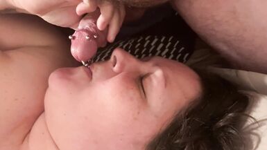 BBW Sucks Stepdad BOD Cock Good Close up of Pierced Cock - 7 image