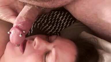 BBW Sucks Stepdad BOD Cock Good Close up of Pierced Cock - 8 image