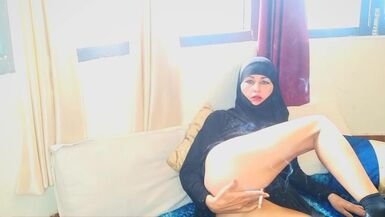 Shameless Muslim Girl Masturbating, Smoking, Inserting the Cigarette to Pussy on the Balcony - 1 image