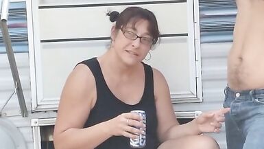 Fun at camp leads to cum on tits - 2 image