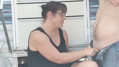 Fun at camp leads to cum on tits - 3 image